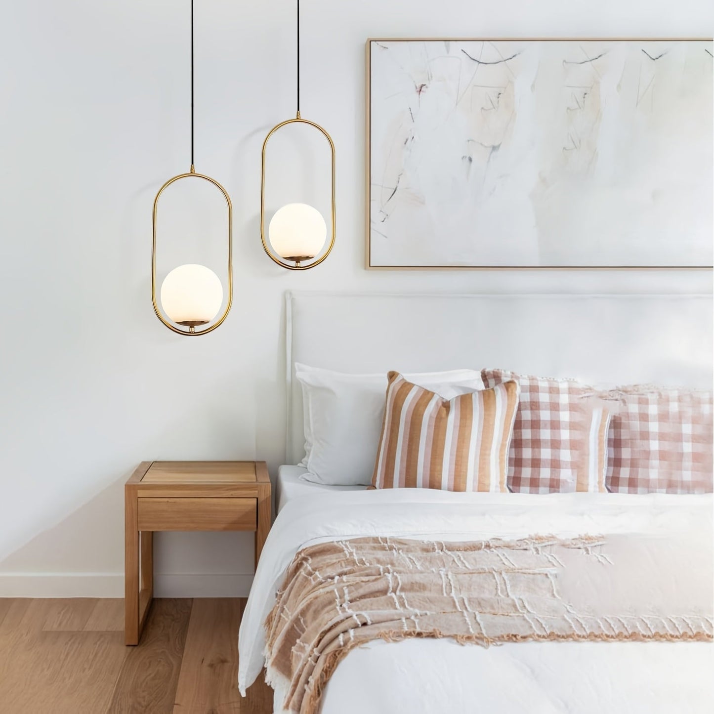 Modern Gold Pendant Chandelier with Frosted Glass Globe