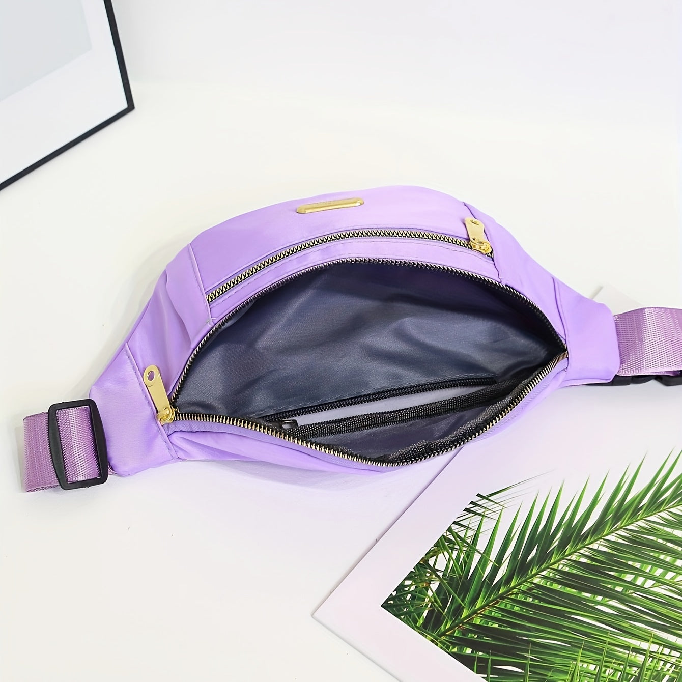 Lightweight Nylon Hip Pouch with Adjustable Strap and Zippered Pockets