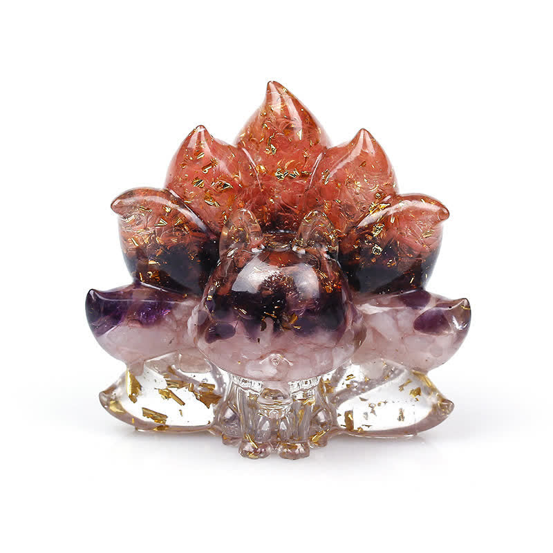 Nine-Tailed Fox Gemstone Figurine with Natural Crystals