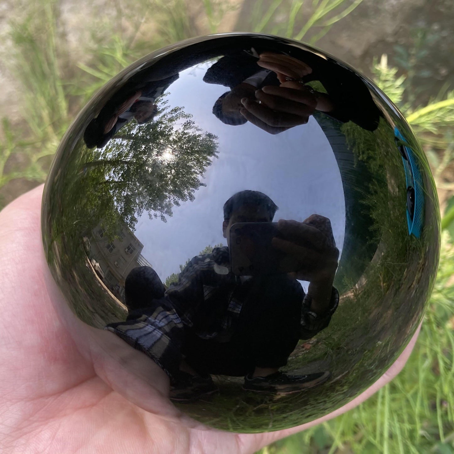 Obsidian Crystal Sphere Decoration for Energy Cleansing