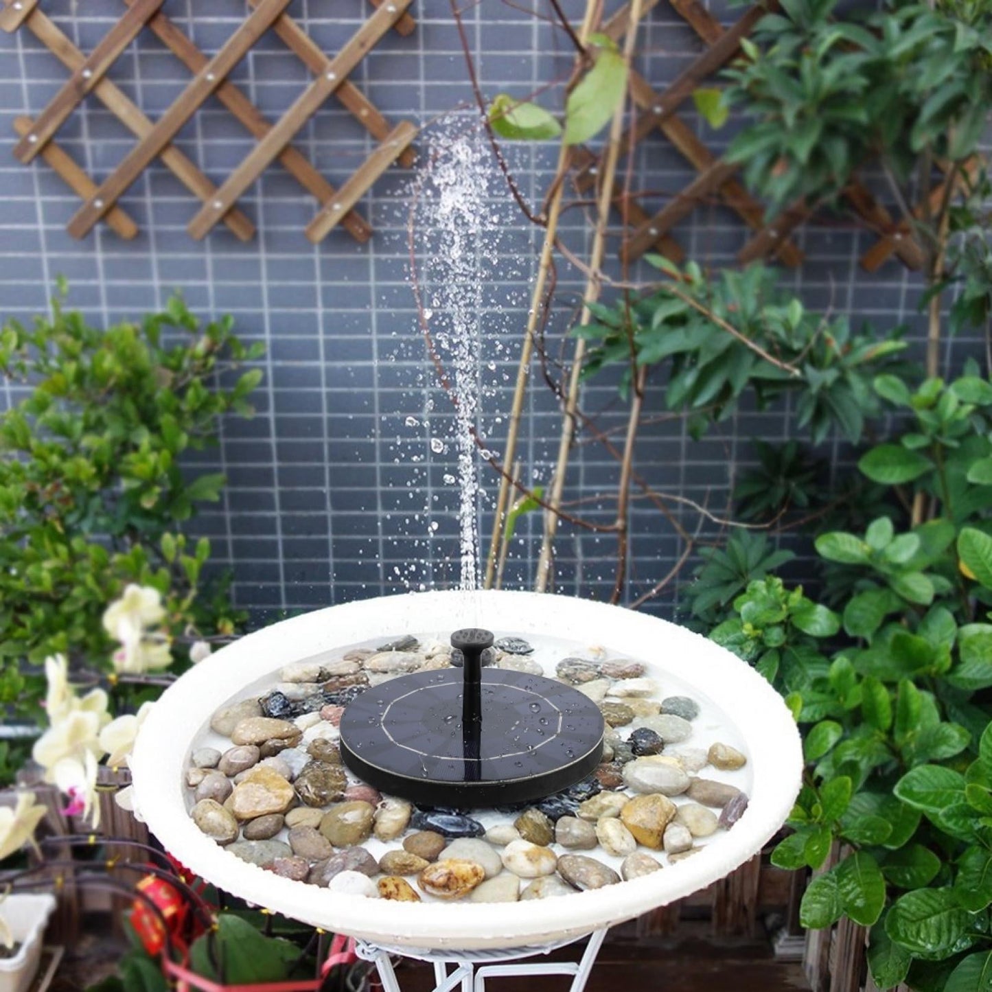 Solar-Powered Floating Fountain with 8 Fountain Heads