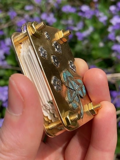Mini Flower Press with Brass and Silver Details - Portable Botanical Keepsake Maker