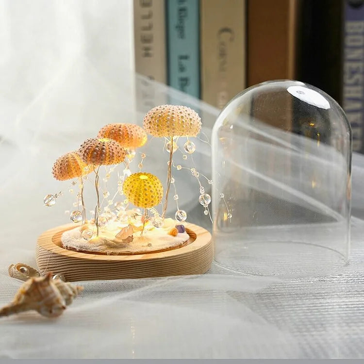 DIY Table Lamp with Natural Sea Urchin Shell and Gold Base