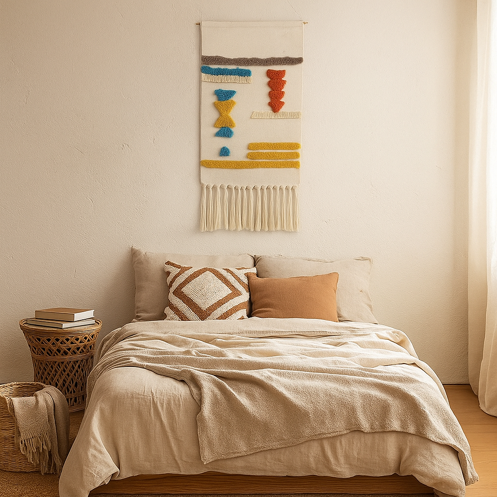 Colorful Tufted Fringe Wall Tapestry Decor
