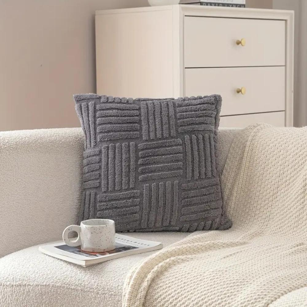 Plush Faux Fur Striped Cushion Cover
