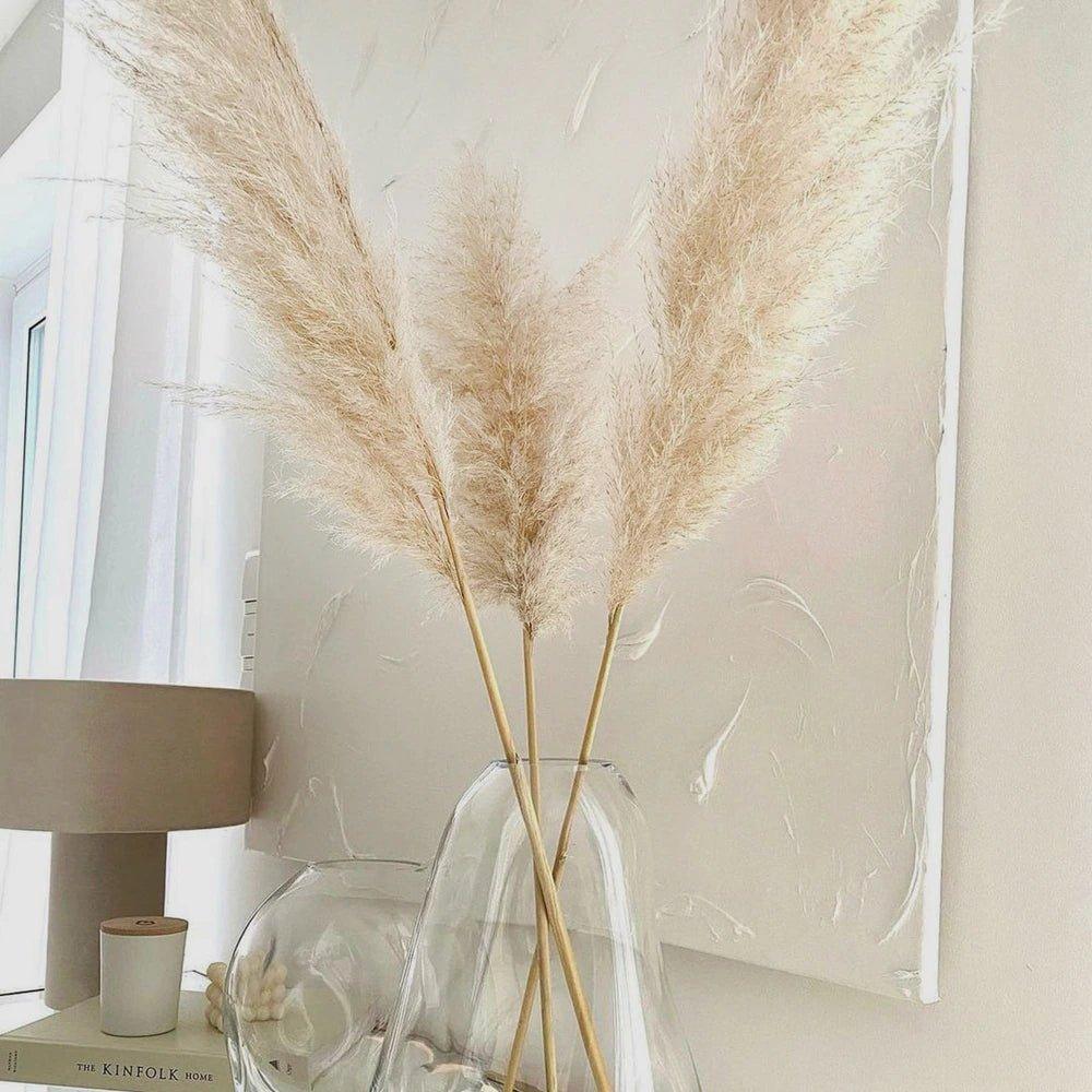 Natural Dried Pampas Grass Bouquet 80 cm in White Beige Gray