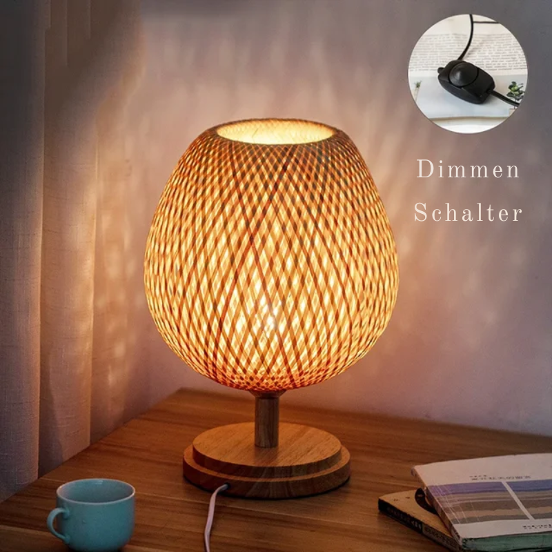 Rustic Bamboo Table Lamp - Vintage Retro Design for Home and Office
