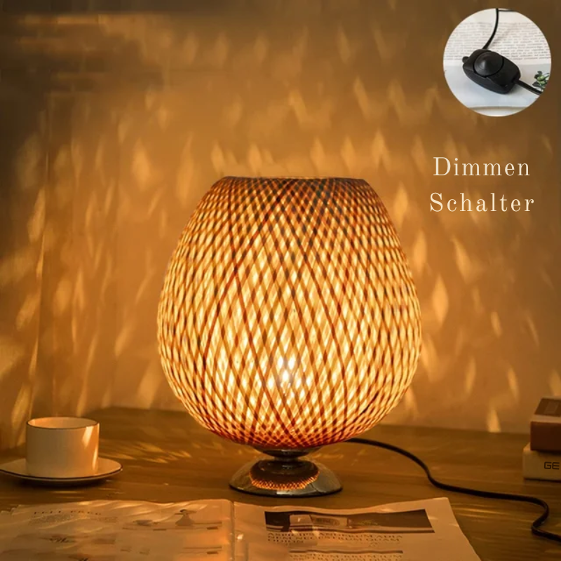 Rustic Bamboo Table Lamp - Vintage Retro Design for Home and Office