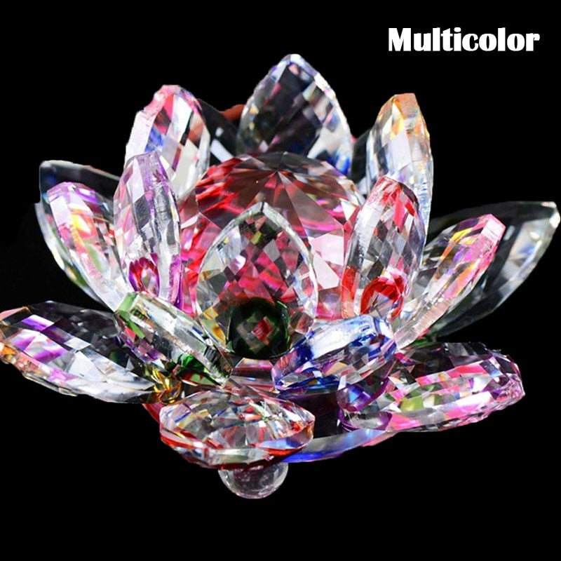 80mm Crystal Lotus Flower Feng Shui Ornament
