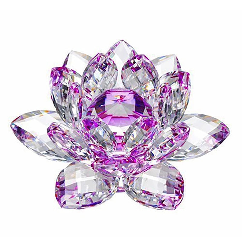 80mm Crystal Lotus Flower Feng Shui Ornament