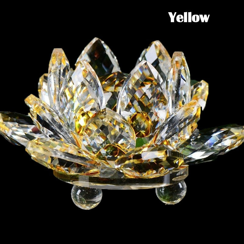 80mm Crystal Lotus Flower Feng Shui Ornament
