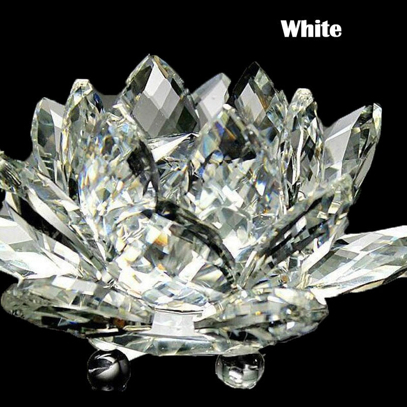 80mm Crystal Lotus Flower Feng Shui Ornament