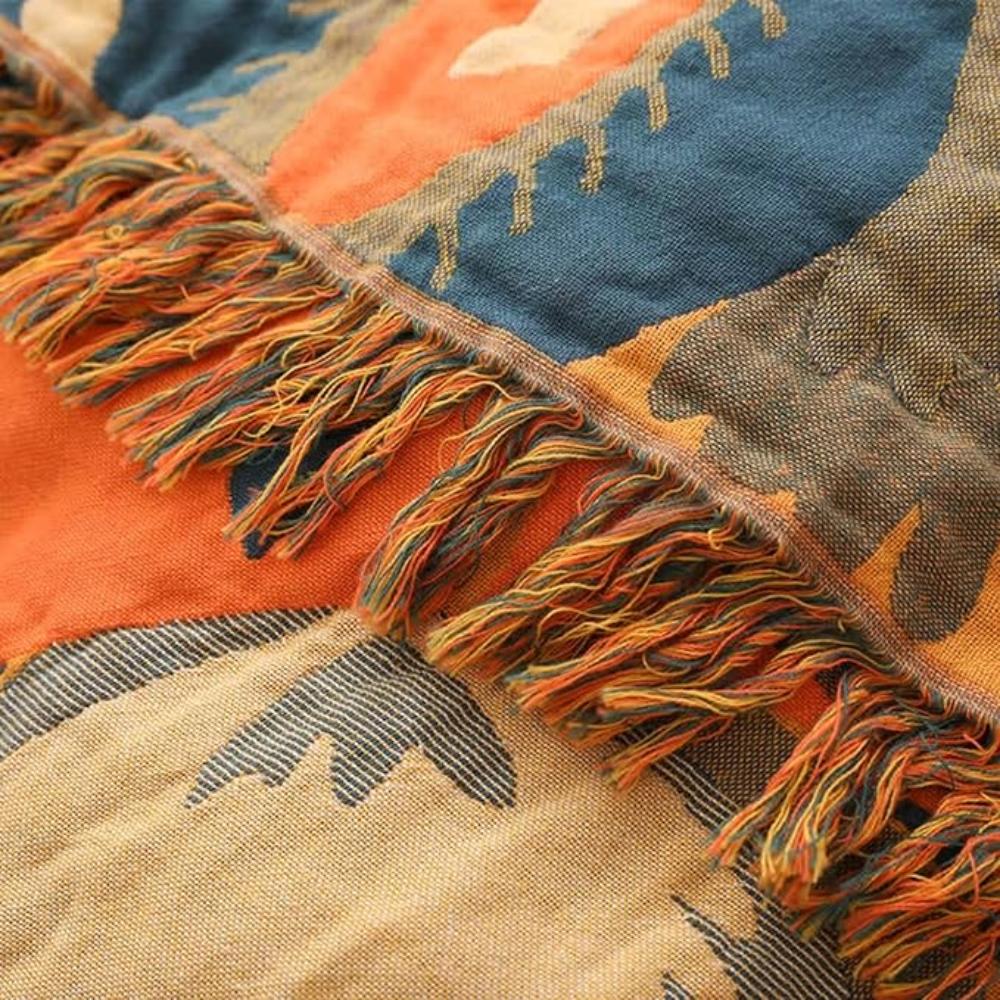 Boho Floral Cotton Throw Blanket