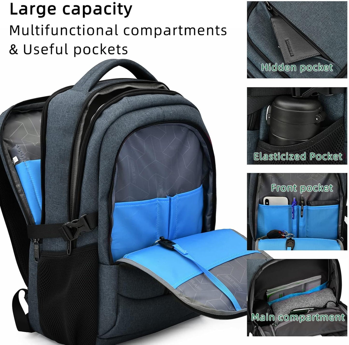 Water-Resistant Laptop Backpack with USB Port and Anti-Theft Design