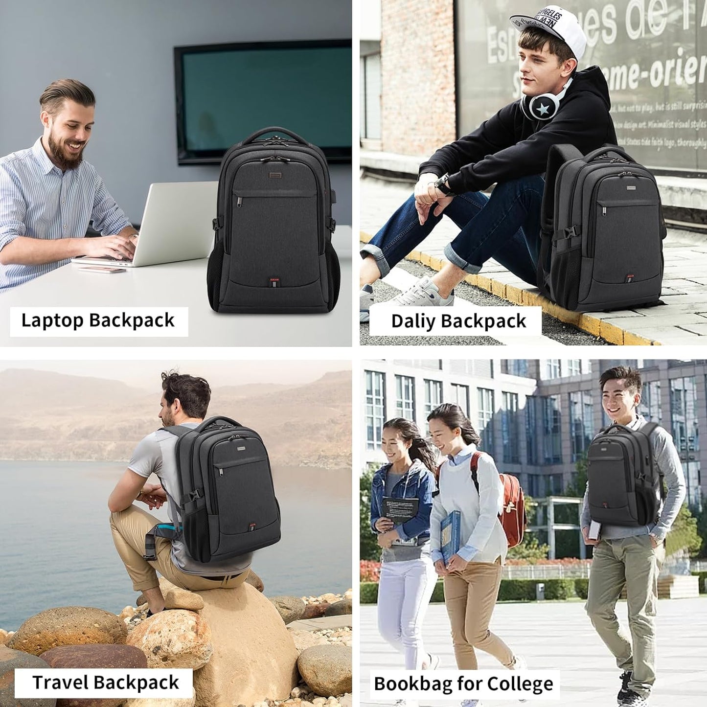 Water-Resistant Laptop Backpack with USB Port and Anti-Theft Design