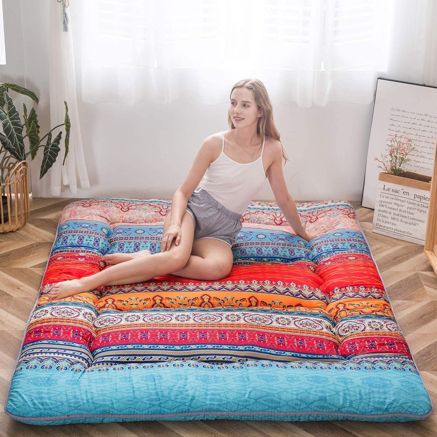 Foldable Japanese Futon Mattress with Memory Foam Support