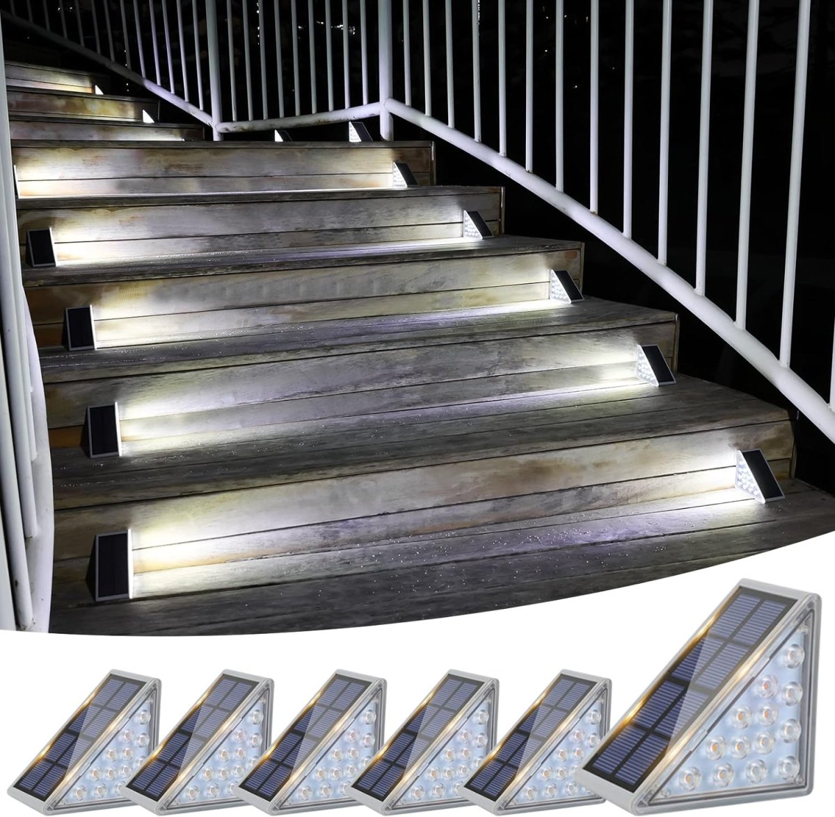 Waterproof Solar LED Stair Lights - Automatic Outdoor Pathway Lighting