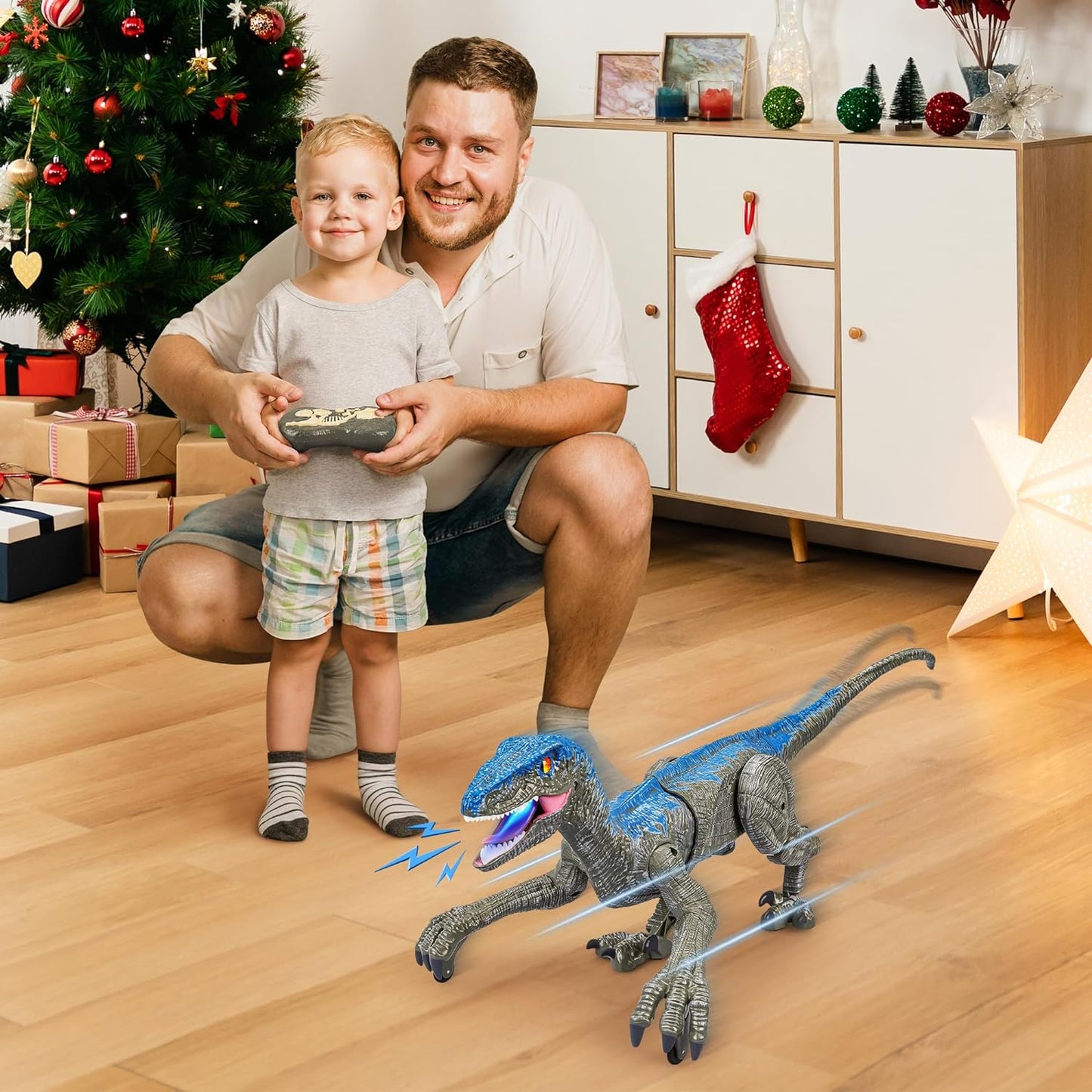 Remote Control Velociraptor Dinosaur Toy with Realistic Sounds and Movements