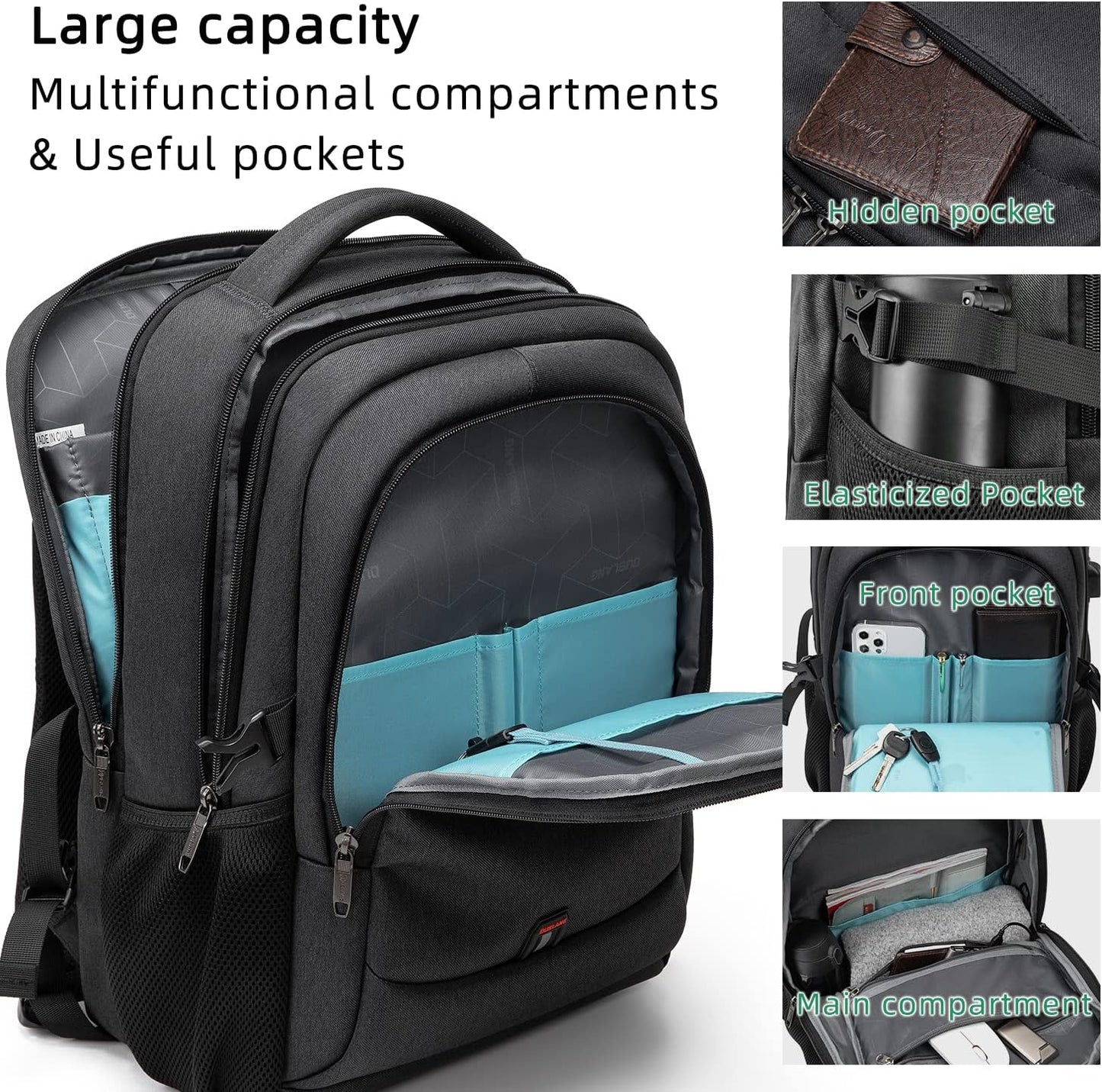 Water-Resistant Laptop Backpack with USB Port and Anti-Theft Design