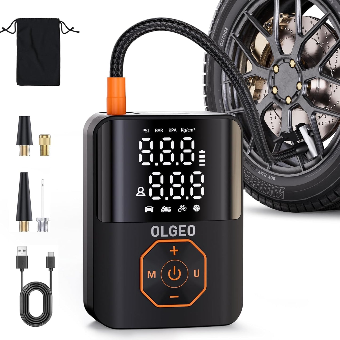 Cordless Digital Tyre Inflator with USB-C Charging