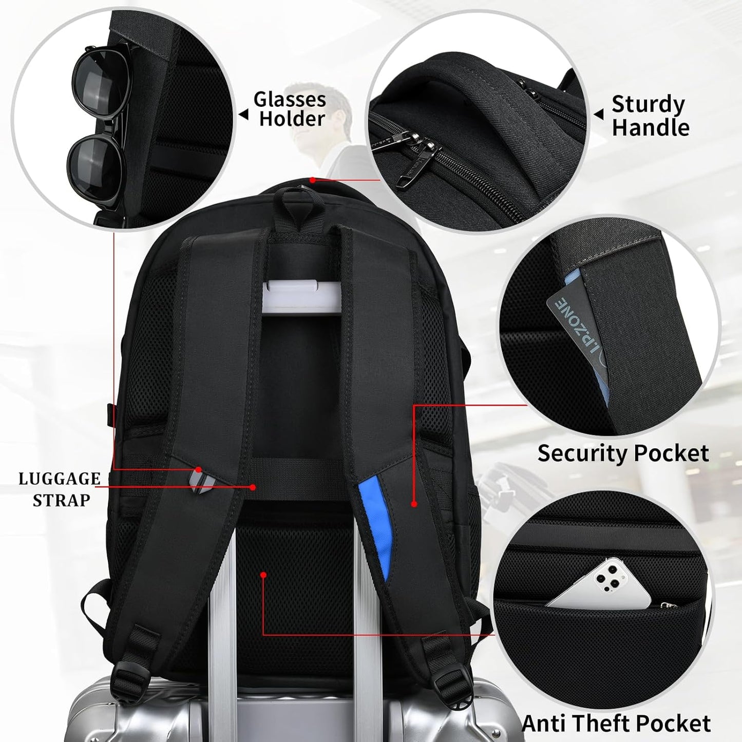 Water-Resistant Laptop Backpack with USB Port and Anti-Theft Design