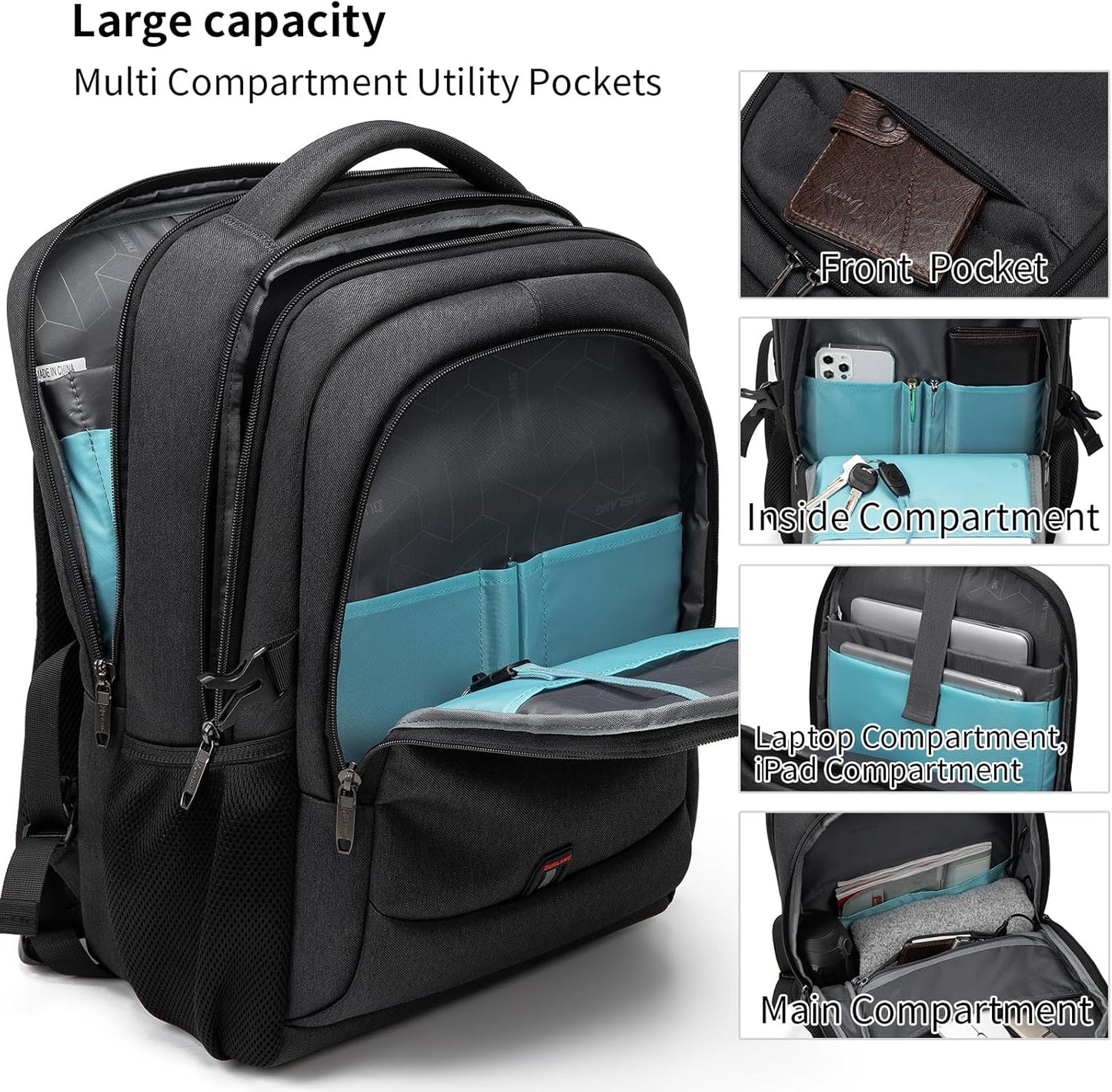Water-Resistant Laptop Backpack with USB Port and Anti-Theft Design