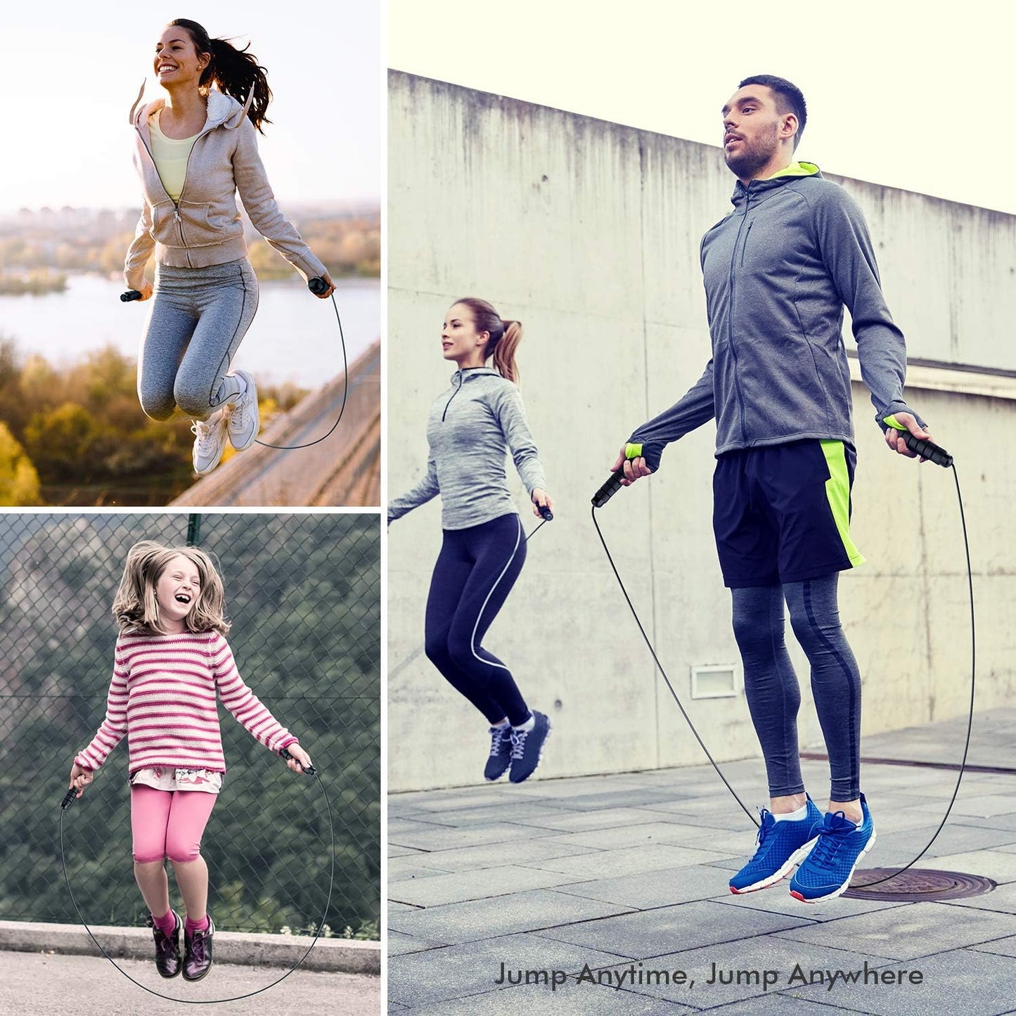Adjustable Speed Jump Rope with Steel Cable and Foam Handles
