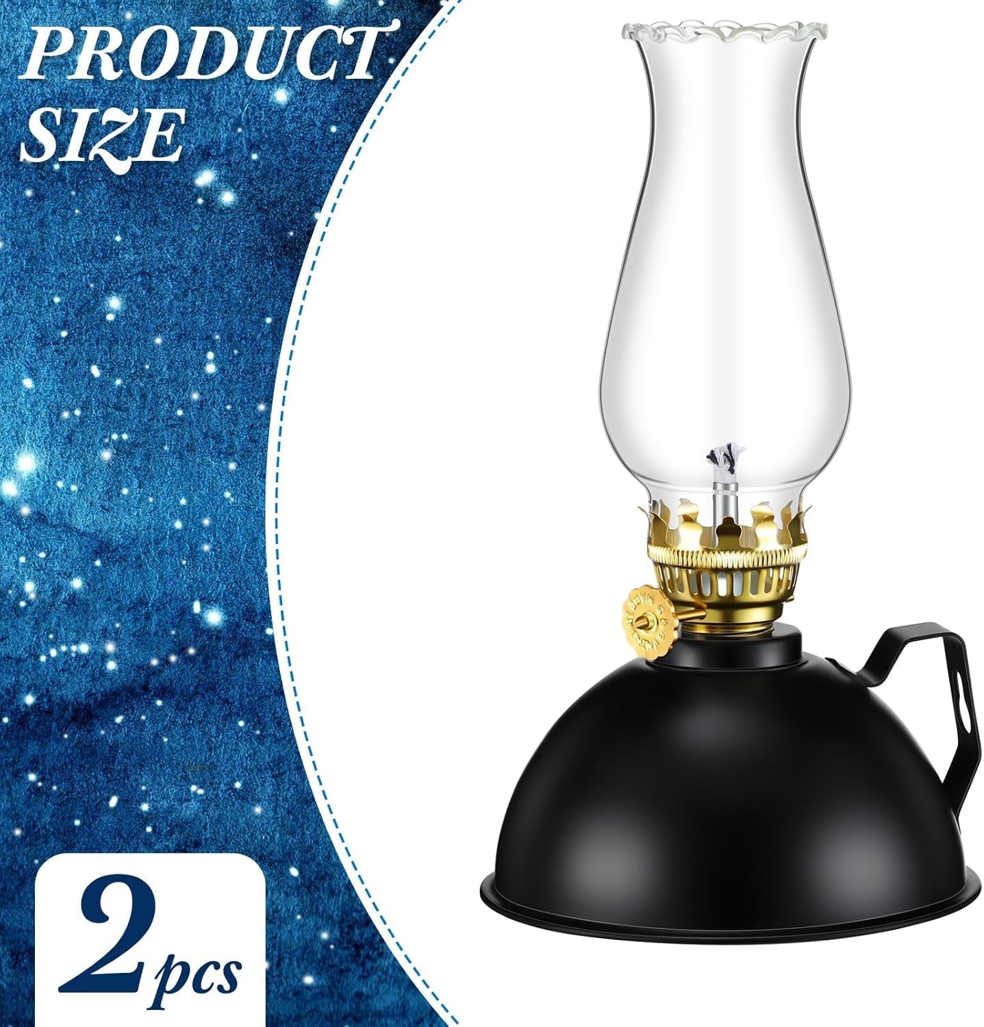Vintage Glass and Metal Oil Lamps Set of 2