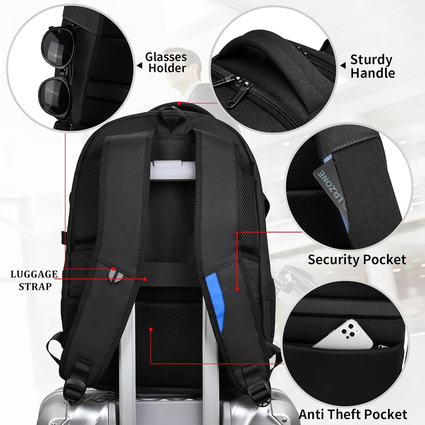 Water-Resistant Laptop Backpack with USB Port and Anti-Theft Design