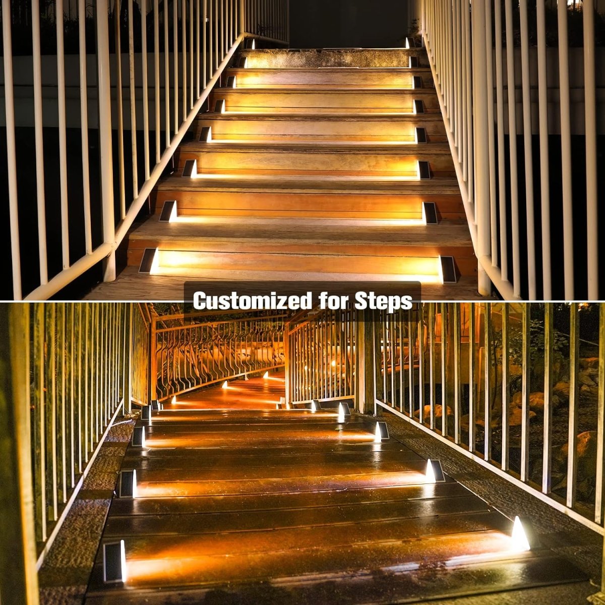 Waterproof Solar LED Stair Lights - Automatic Outdoor Pathway Lighting