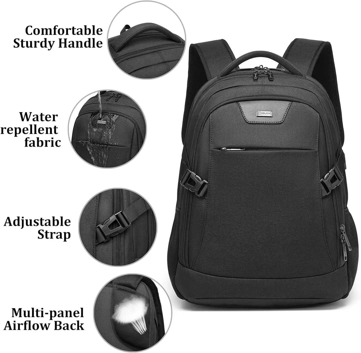 Water-Resistant Laptop Backpack with USB Port and Anti-Theft Design