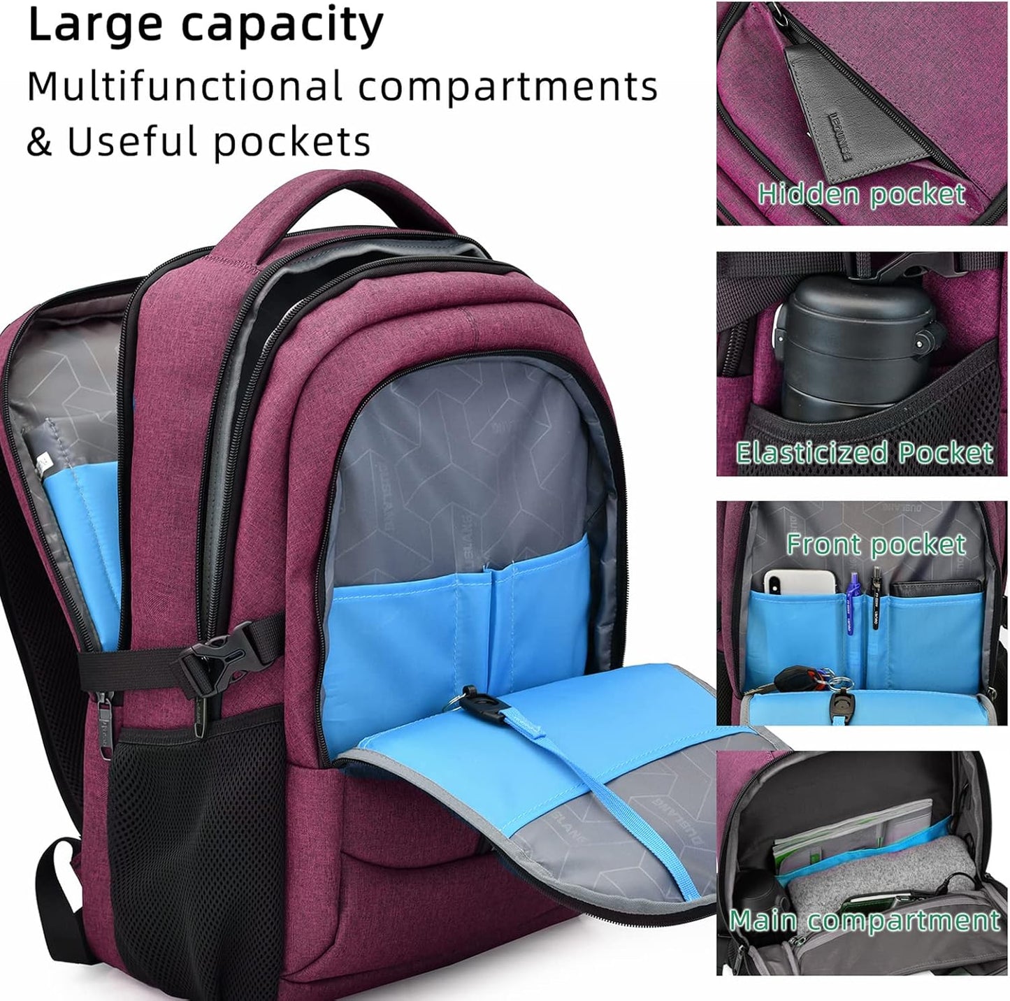 Water-Resistant Laptop Backpack with USB Port and Anti-Theft Design