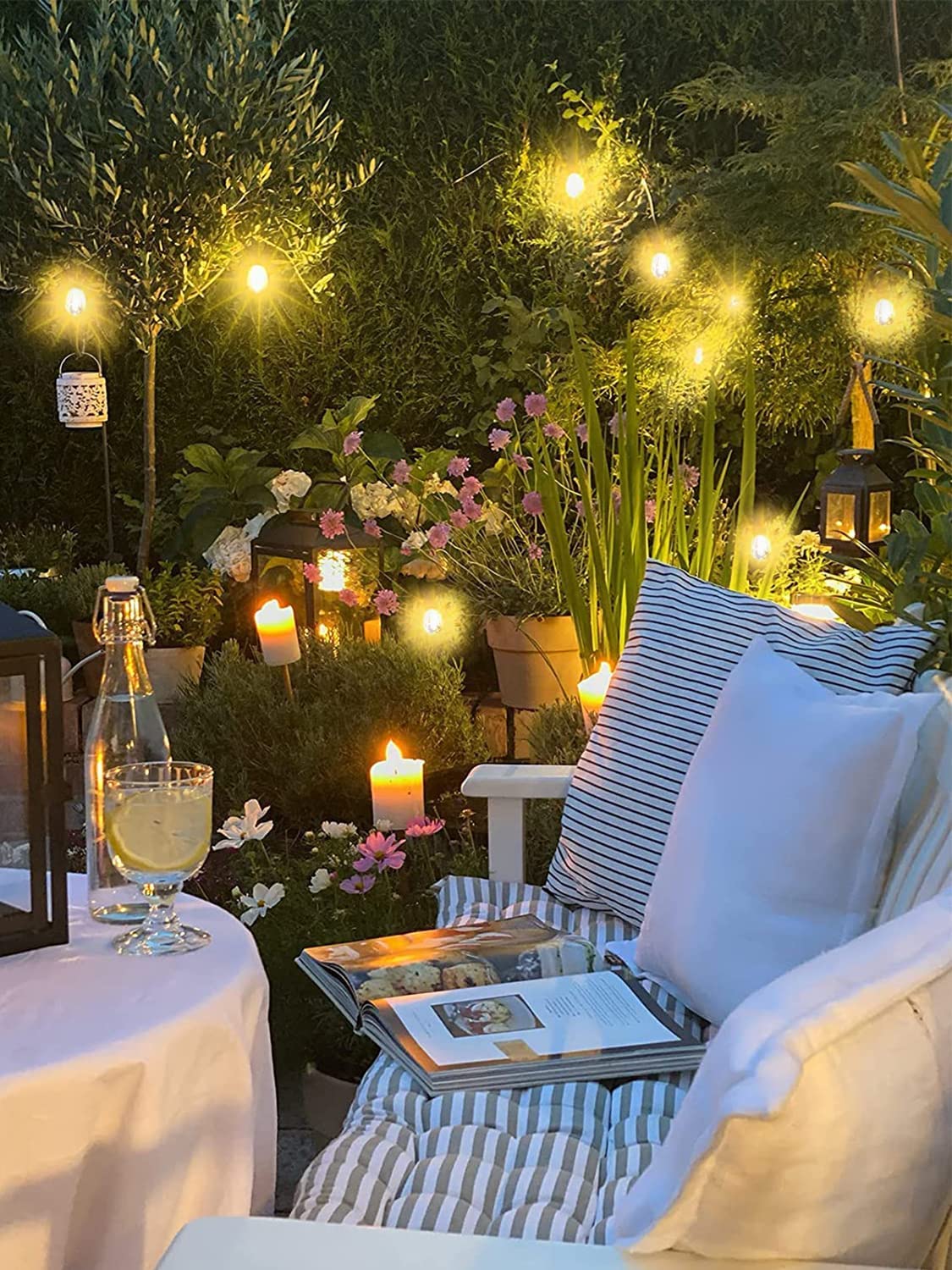 53FT Outdoor LED String Lights with 15 Dimmable Bulbs, IP65 Waterproof Garden Lights for Patio and Party