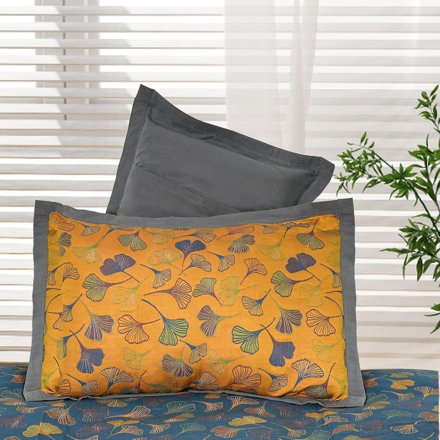 Breathable Cotton Pillowcase with Ginkgo Leaf Embroidery
