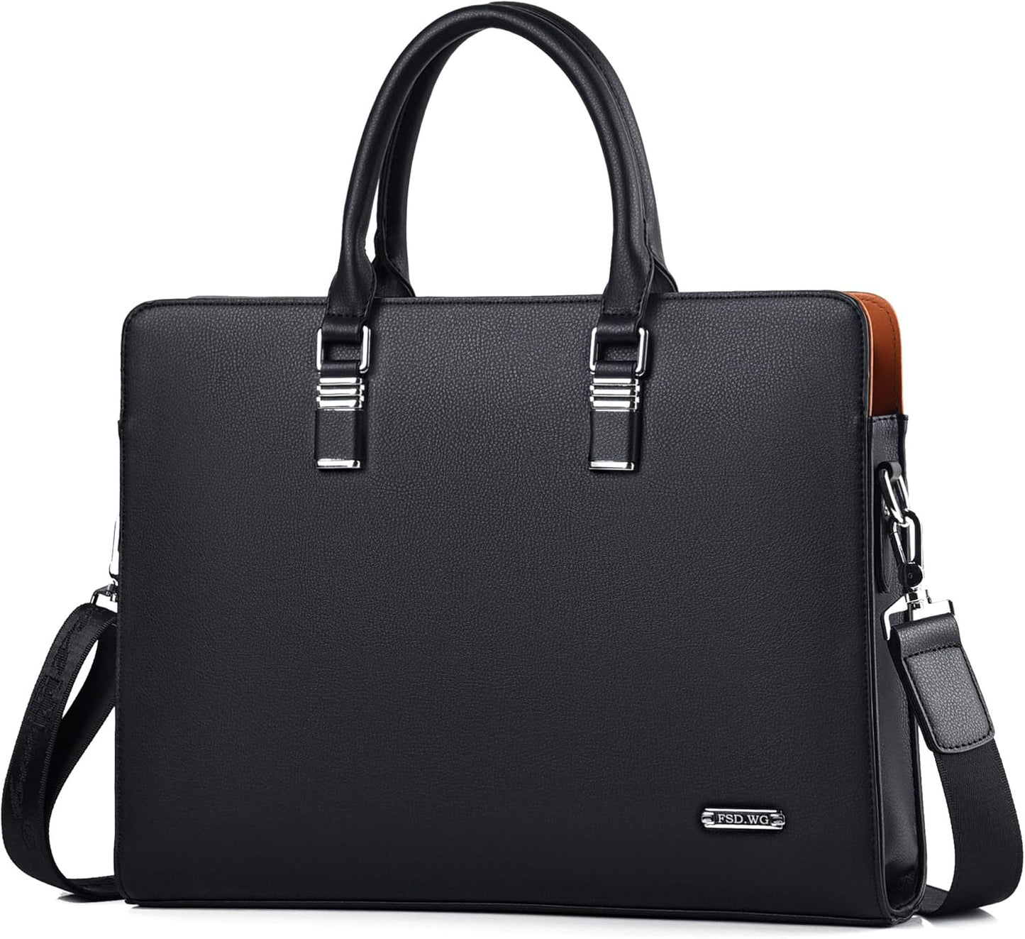 Genuine Leather Multi-Compartment Briefcase for Laptops up to 15.6 Inches