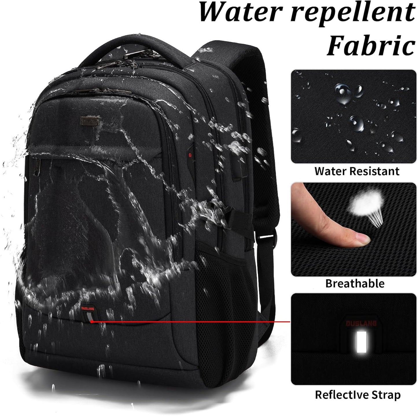 Water-Resistant Laptop Backpack with USB Port and Anti-Theft Design