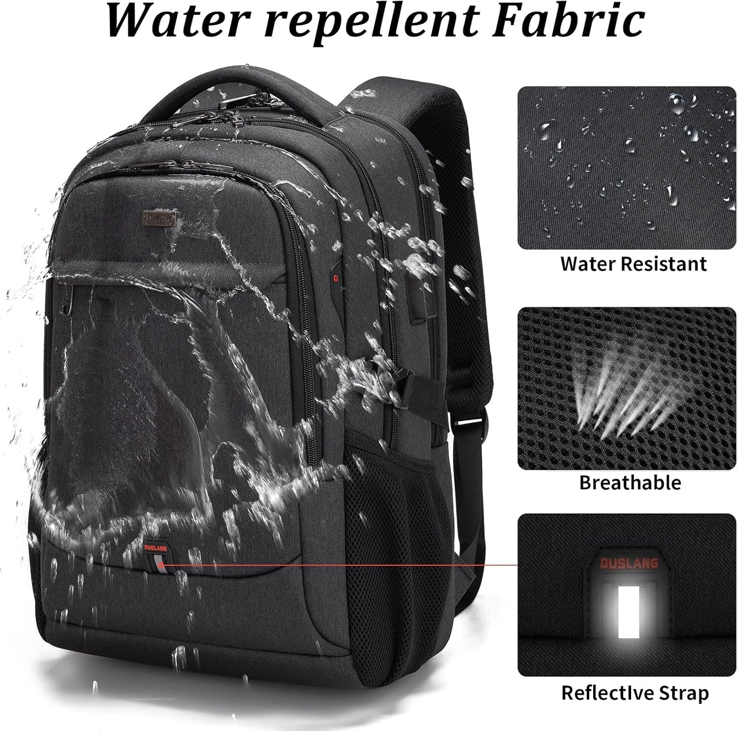 Water-Resistant Laptop Backpack with USB Port and Anti-Theft Design