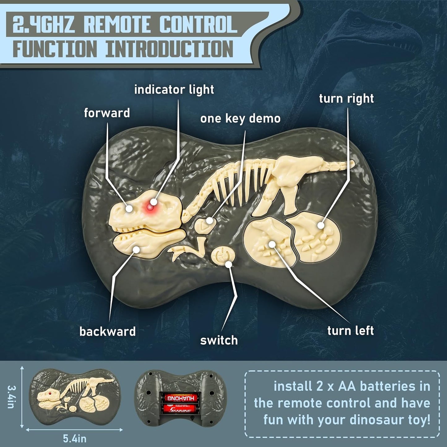 Remote Control Velociraptor Dinosaur Toy with Realistic Sounds and Movements