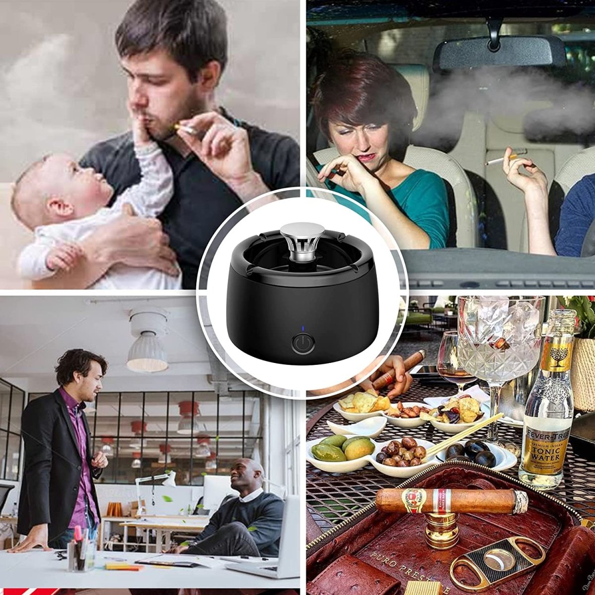 Odorless Portable Smoke-Free Ashtray with Scent Filter