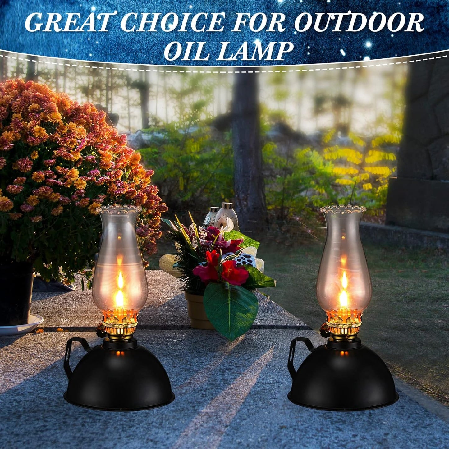 Vintage Glass and Metal Oil Lamps Set of 2