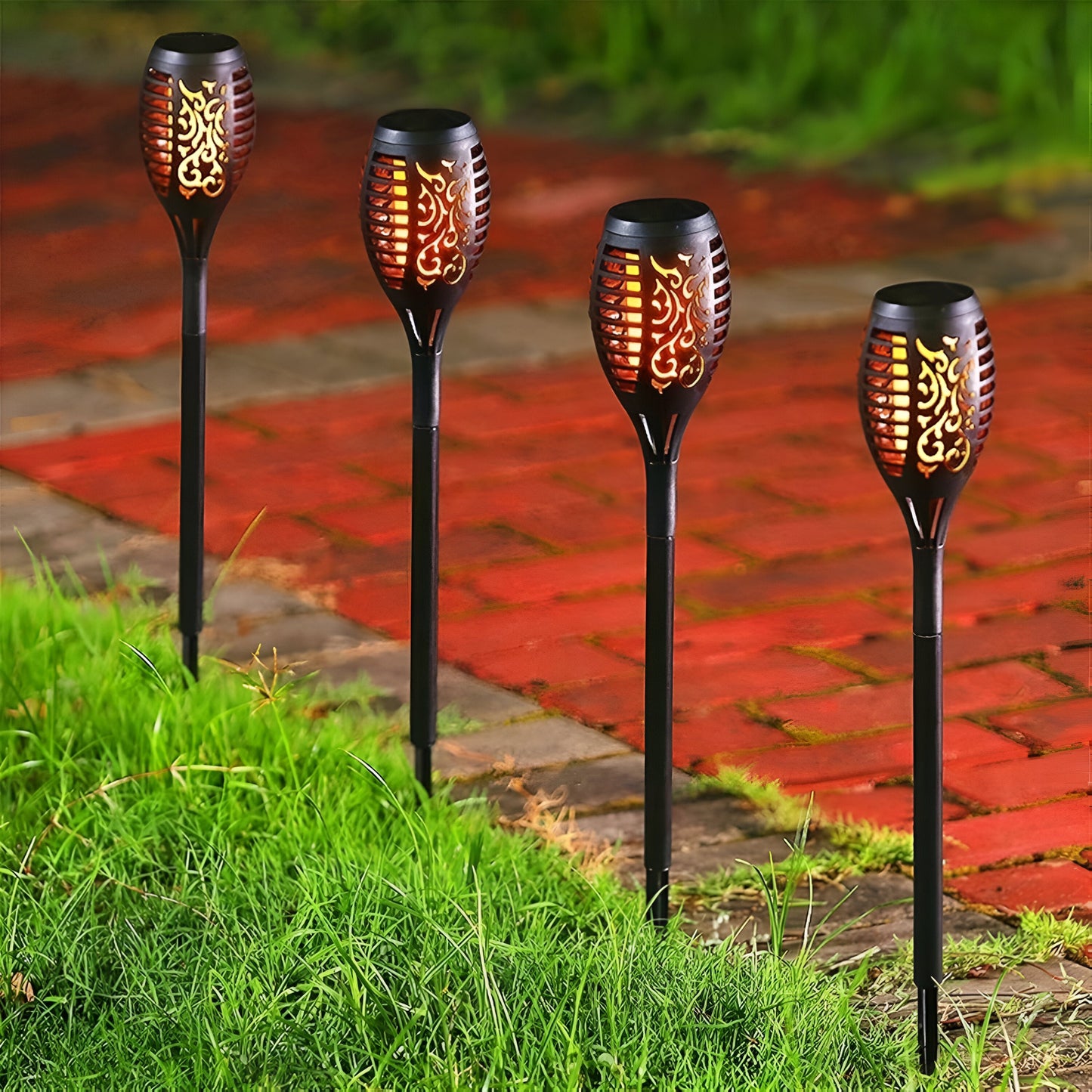 Solar-Powered Outdoor Flame Garden Light