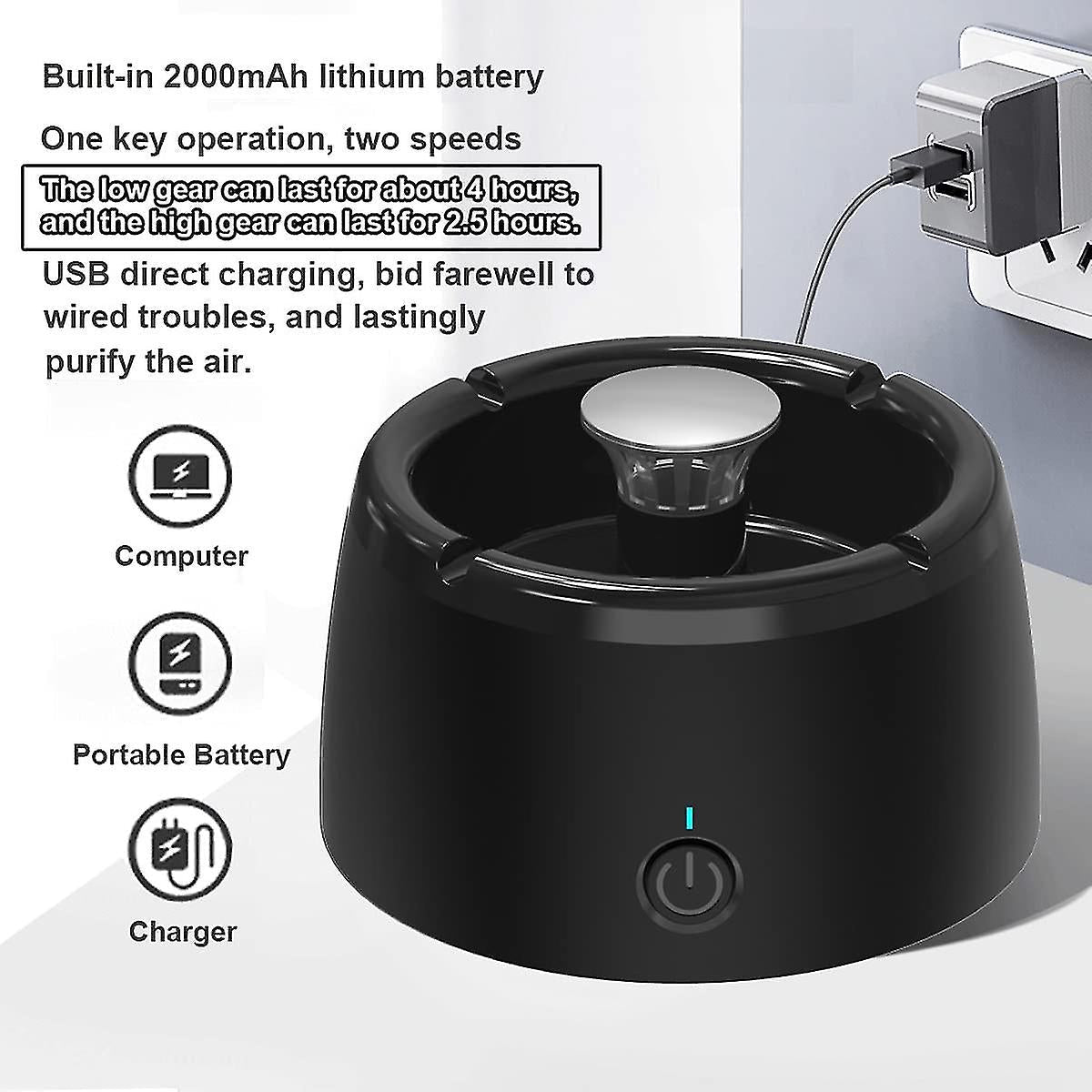 Odorless Portable Smoke-Free Ashtray with Scent Filter