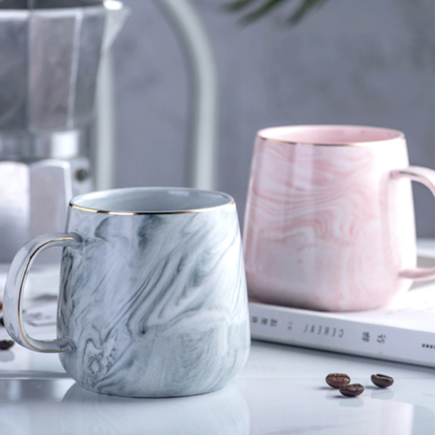 Marble Pattern Gold Inlay Ceramic Mug