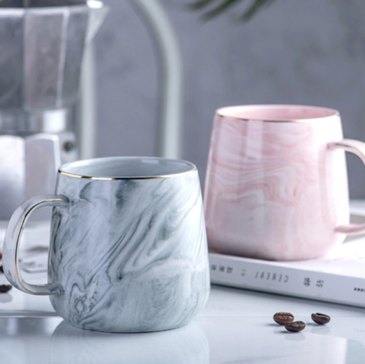 Marble Pattern Gold Inlay Ceramic Mug