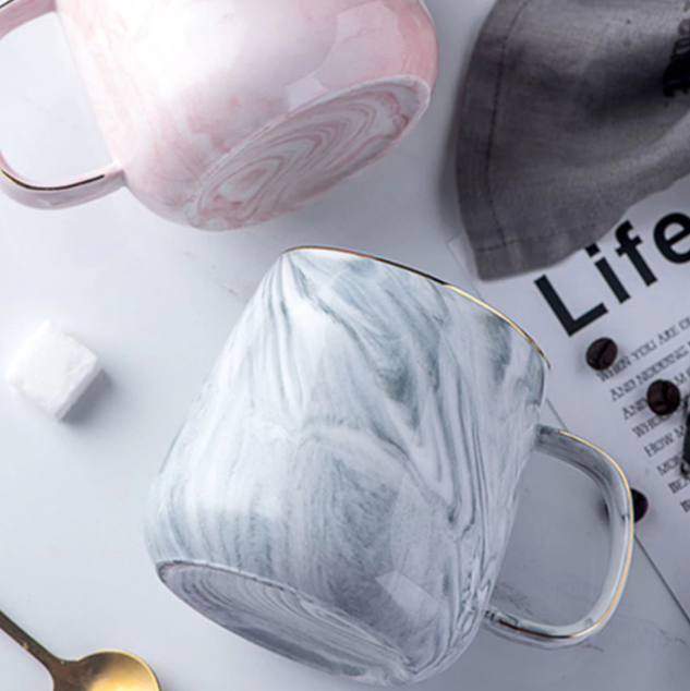 Marble Pattern Gold Inlay Ceramic Mug