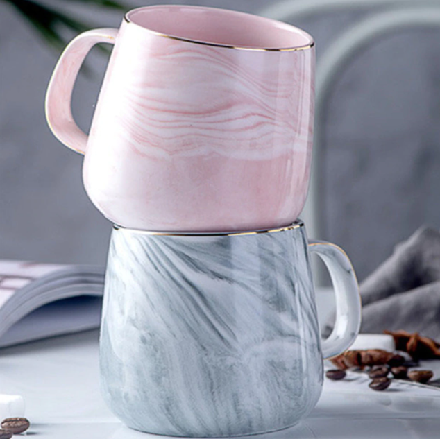 Marble Pattern Gold Inlay Ceramic Mug