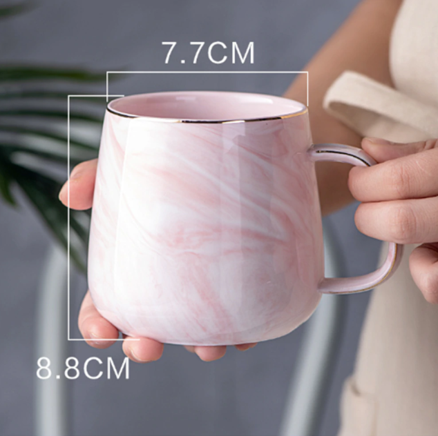 Marble Pattern Gold Inlay Ceramic Mug
