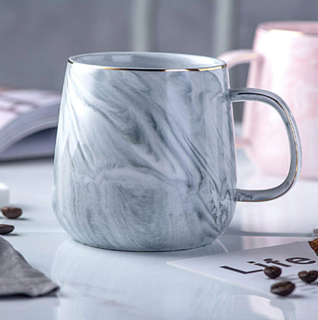 Marble Pattern Gold Inlay Ceramic Mug