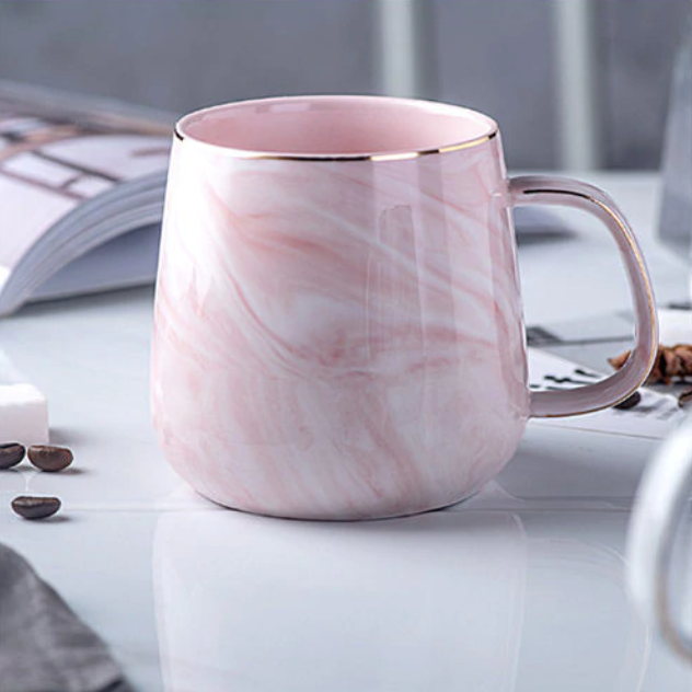 Marble Pattern Gold Inlay Ceramic Mug