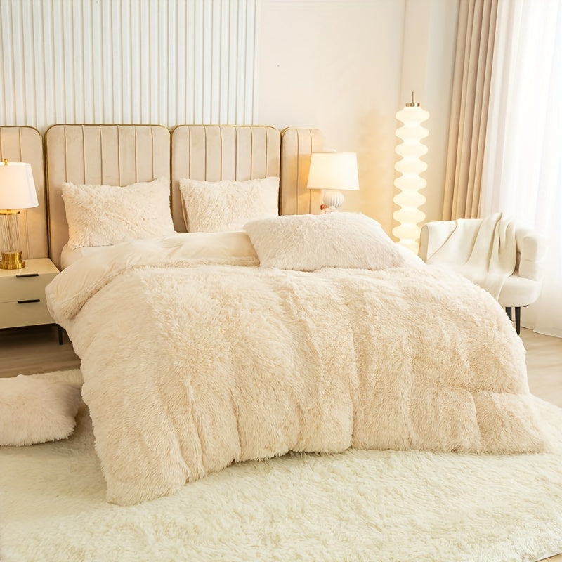 Ultra Soft Plush Duvet Cover Set with Zipper Closure